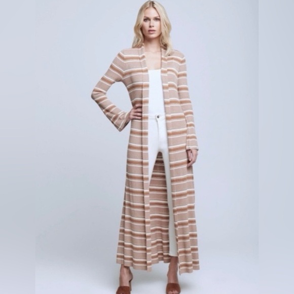 L'AGENCE Sweaters - L’AGENCE METALLIC STRIPPED DUSTER CARDIGAN     NWOT